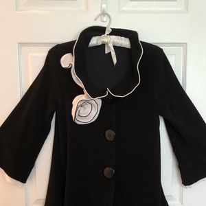 Spunky Black Button-front Tunic w/Wired Collar